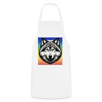 Wolf - Kochschürze - Weiß - Vorne - AI Model Male 185 dark (185cm)