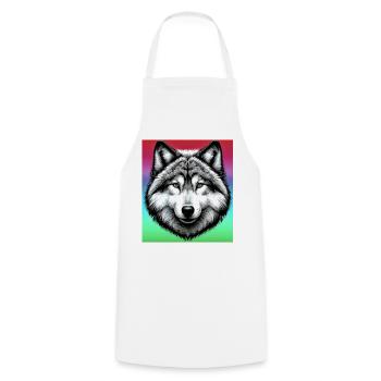 Wolf - Cooking Apron - white - Front - AI Model Male 185 dark (185cm)