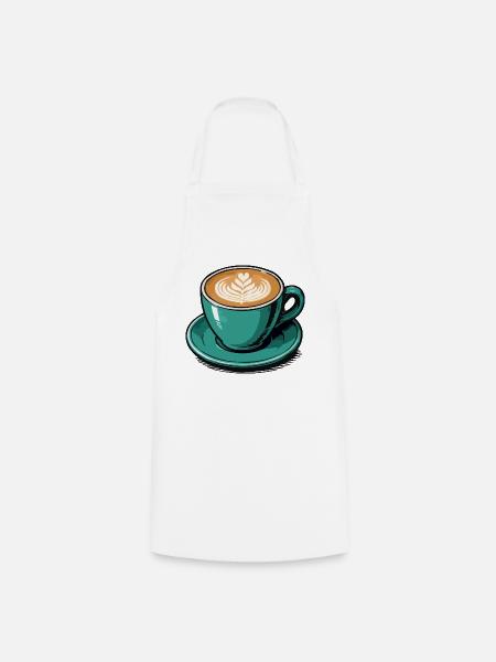 Teal Latte Art Kaffeetasse - Kochschürze - Weiß