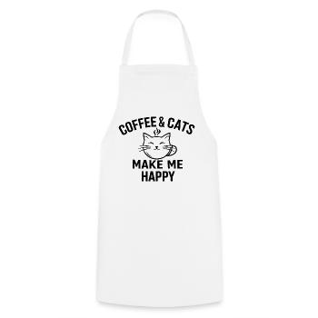 Le café et les chats me rendent heureux, Kaffee Katze - Tablier de cuisine - blanc - Devant - AI Model Male 185 dark (185cm)