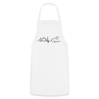 Coffee Heartbeat and Cat ECG Coffee Drinker - Cooking Apron - white - Front - AI Model Male 185 dark (185cm)