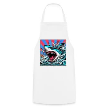 Requin - Tablier de cuisine - blanc - Devant - AI Model Male 185 dark (185cm)