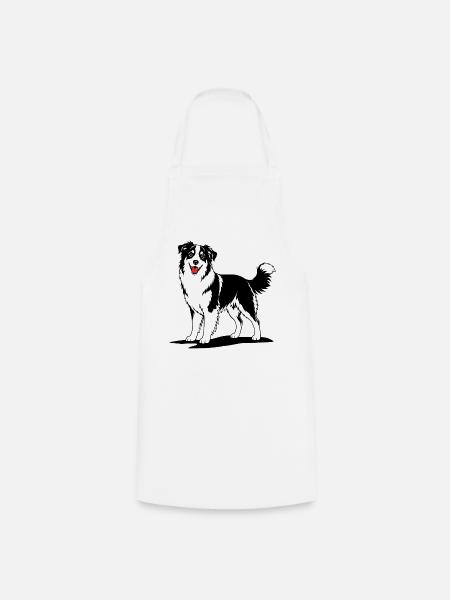 Australian Shepherd schwarzweiß - Kochschürze - Weiß