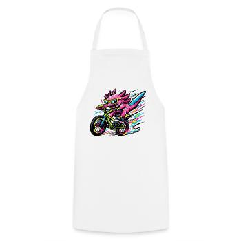 Axolotl néon à vélo - Tablier de cuisine - blanc - Devant - AI Model Male 185 dark (185cm)