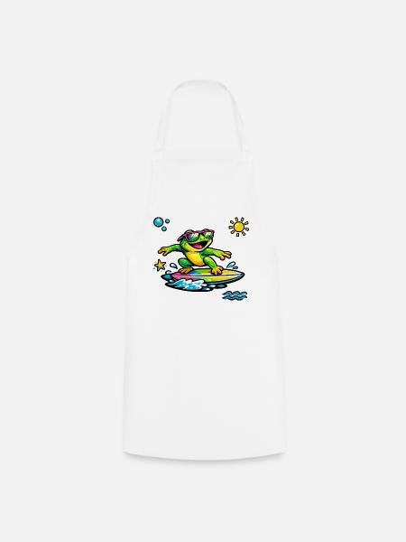 Neonfrosch Surf-Szene - Kochschürze - Weiß