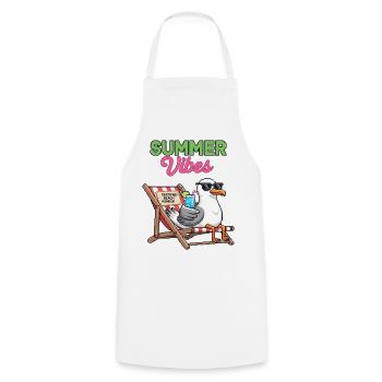 Summer Vibes Goose sur une chaise longue - Tablier de cuisine - blanc - Devant - AI Model Male 185 dark (185cm)