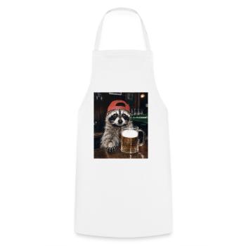 Waschbär, Bier, Meme, Lustiges Foto - Kochschürze - Weiß - Vorne - AI Model Male 185 dark (185cm)