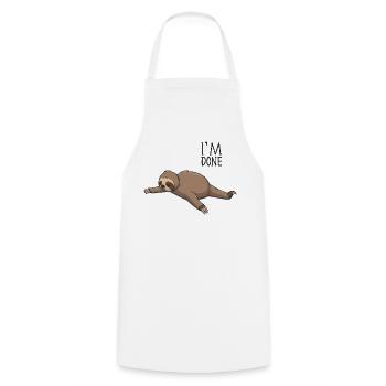 J’en ai fini, paresseux drôle - Tablier de cuisine - blanc - Devant - AI Model Male 185 dark (185cm)