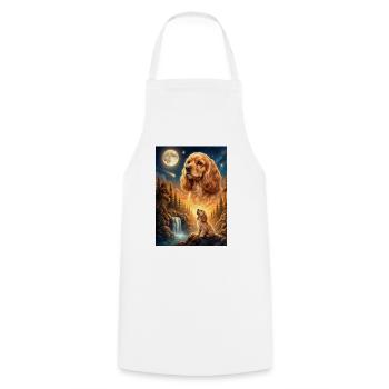 Howling to the Moon Meme Animal Dog Cocker Spaniel - Cooking Apron - white - Front - AI Model Male 185 dark (185cm)