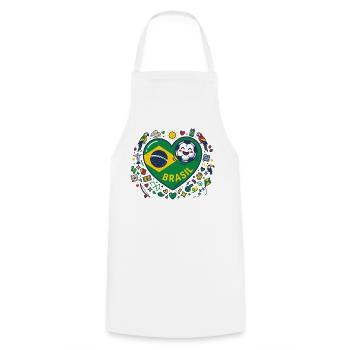 Brasilien Herzball Fußballfreude - Kochschürze - Weiß - Vorne - AI Model Male 185 dark (185cm)