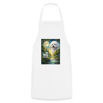 Hurlant à la Lune Mème Chien Bichon Frisé - Tablier de cuisine - blanc - Devant - AI Model Male 185 dark (185cm)