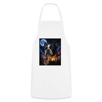 Art du Boston Terrier Hurlant de Chien de Lune - Tablier de cuisine - blanc - Devant - AI Model Male 185 dark (185cm)