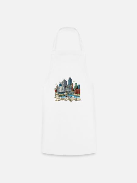 Birmingham Canal Skyline Retro Handgezeichnetes Abzeichen - Kochschürze - Weiß