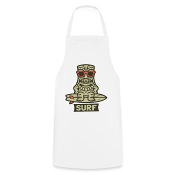 Surf Tiki Figure Surfing Hawaii Beach Bar - Tablier de cuisine - blanc - Devant - AI Model Male 185 dark (185cm)