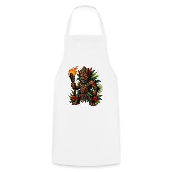 Guerrier Tiki avec Torche de Feu - Tablier de cuisine - blanc - Devant - AI Model Male 185 dark (185cm)
