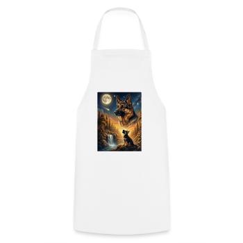 Howling to the Moon Dog German Shepherd - Cooking Apron - white - Front - AI Model Male 185 dark (185cm)