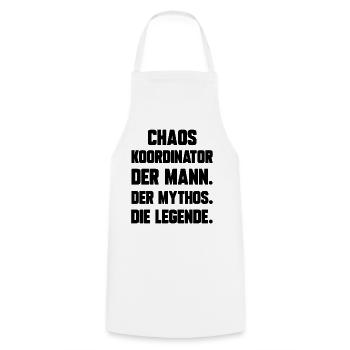 Chaos Koordinator der Mann der Mythos die Legende - Kochschürze - Weiß - Vorne - AI Model Male 185 dark (185cm)
