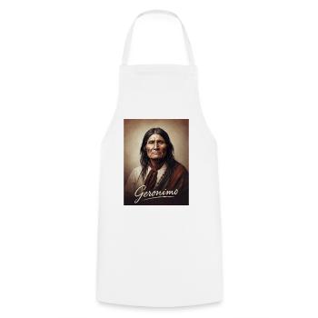 Geronimo Portrait Vintage Western - Tablier de cuisine - blanc - Devant - AI Model Male 185 dark (185cm)