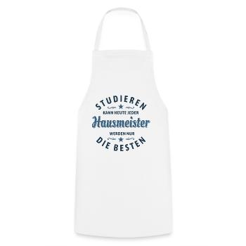 Studieren kann jeder | Hausmeister Spruch - Kochschürze - Weiß - Vorne - AI Model Male 185 dark (185cm)