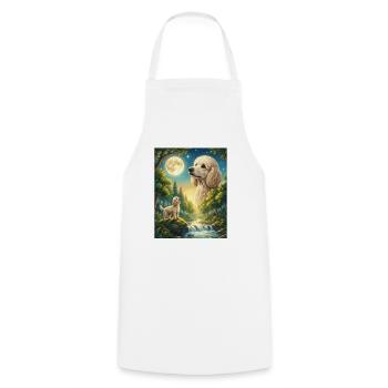 Howling to the Moon Meme Dog Poodle - Cooking Apron - white - Front - AI Model Male 185 dark (185cm)