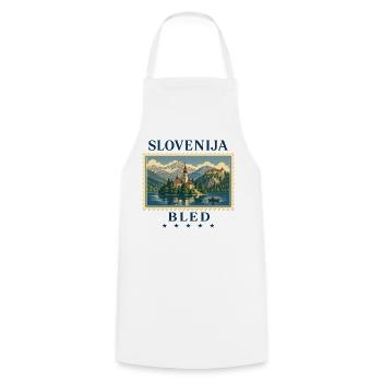 Slowenien Bled Vintage Reisemarke - Kochschürze - Weiß - Vorne - AI Model Male 185 dark (185cm)