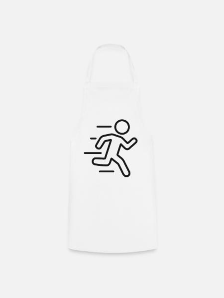 Laufende Person Linien-Symbol Geschwindigkeit Fitness-Vektor-Kunst - Kochschürze - Weiß