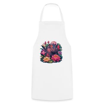 Lotus Hippo dans La Magie des Couleurs - Tablier de cuisine - blanc - Devant - AI Model Male 185 dark (185cm)
