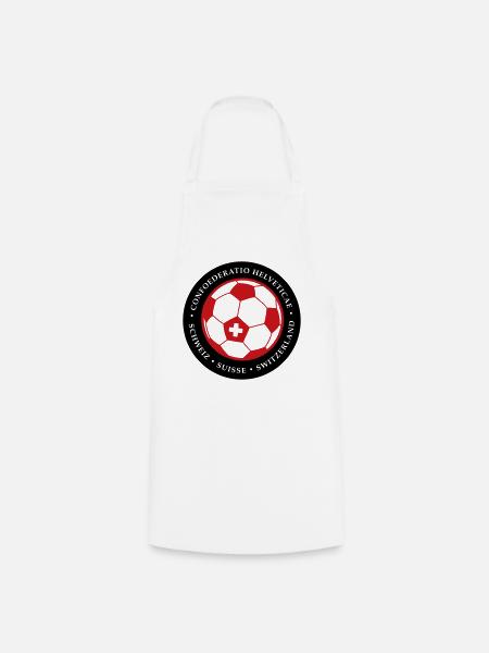 Schweizer Fußballkugel Rot Schwarz - Kochschürze - Weiß