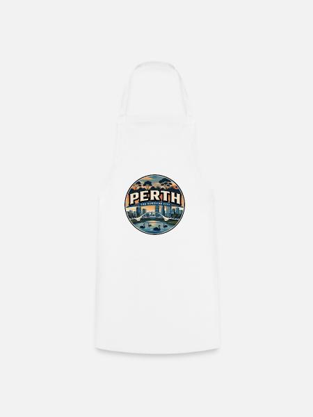 Retro Perth Swan River Reiseabzeichen - Kochschürze - Weiß