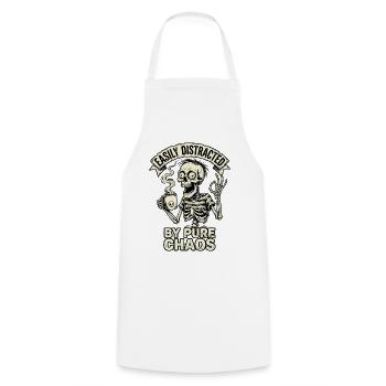 Facilement distrait par le chaos pur - Tablier de cuisine - blanc - Devant - AI Model Male 185 dark (185cm)