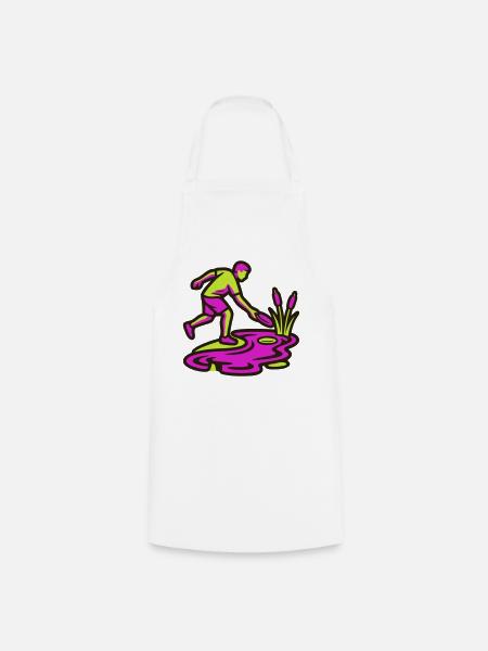 Discgolf Wasserhindernis Icon - Kochschürze - Weiß