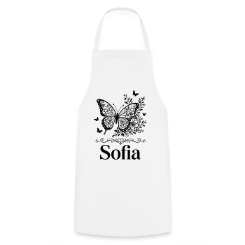 Sofia Vorname Schmetterling Blumen Geschenk - Kochschürze - Weiß - Vorne - AI Model Male 185 dark (185cm)