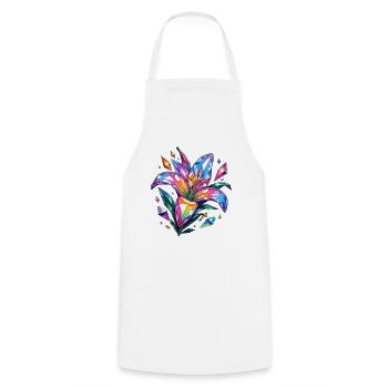 Fleur de cristal dans un jeu de couleurs - Tablier de cuisine - blanc - Devant - AI Model Male 185 dark (185cm)