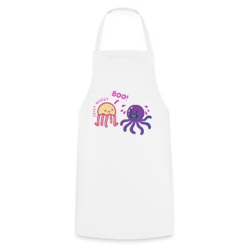 Jelly Ghost effraie une pieuvre - Tablier de cuisine - blanc - Devant - AI Model Male 185 dark (185cm)