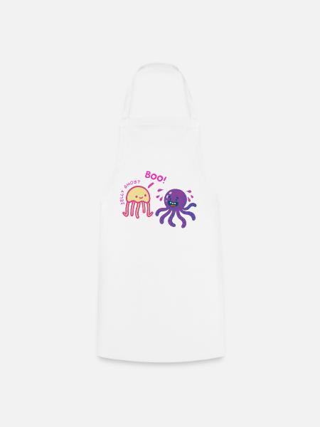 Jelly Ghost erschreckt Oktopus - Kochschürze - Weiß