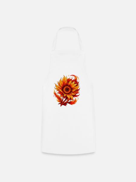 Flammende Sonnenblume Blütenkunst - Kochschürze - Weiß