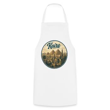 Kairo Retro Pyramiden Panorama - Kochschürze - Weiß - Vorne - AI Model Male 185 dark (185cm)