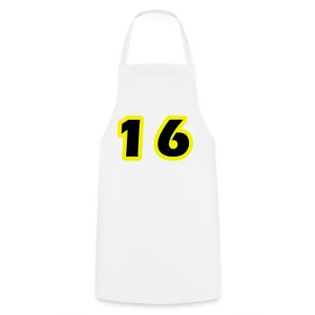 Symbole numérique 16 - Tablier de cuisine - blanc - Devant - AI Model Male 185 dark (185cm)