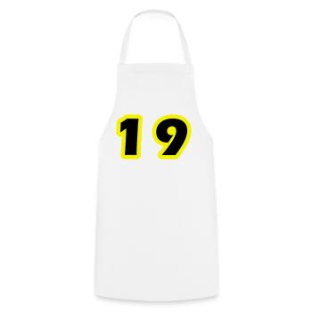 Symbole numérique 19 - Tablier de cuisine - blanc - Devant - AI Model Male 185 dark (185cm)