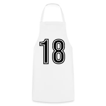 18 Number symbol - Cooking Apron - white - Front - AI Model Male 185 dark (185cm)