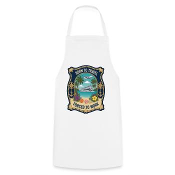 Born to Travel Palm Sea Beach with Air Plane - Cooking Apron - white - Front - AI Model Male 185 dark (185cm)