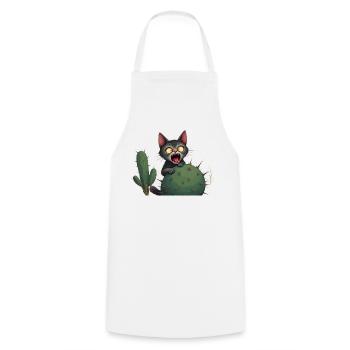 Little accident - Cat and cactus - Kochschürze - Weiß - Vorne - AI Model Male 185 dark (185cm)
