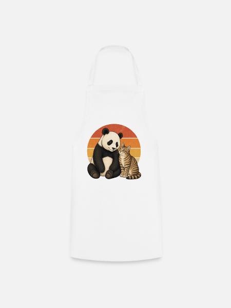Panda und Katze - Kochschürze - Weiß