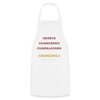 Grandrieu Lozère - Genève - Guangzhou -Guadalajara - Tablier de cuisine - blanc - Devant - AI Model Male 185 dark (185cm)
