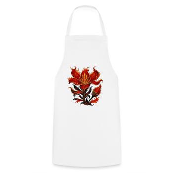 Flame Blossom Phoenix Plant - Cooking Apron - white - Front - AI Model Male 185 dark (185cm)