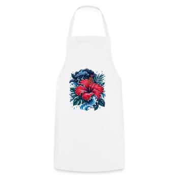 Vague d’orage d’hibiscus - Tablier de cuisine - blanc - Devant - AI Model Male 185 dark (185cm)