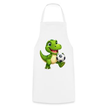 Petit Dino Vert jouant au football – Sporty D - Tablier de cuisine - blanc - Devant - AI Model Male 185 dark (185cm)