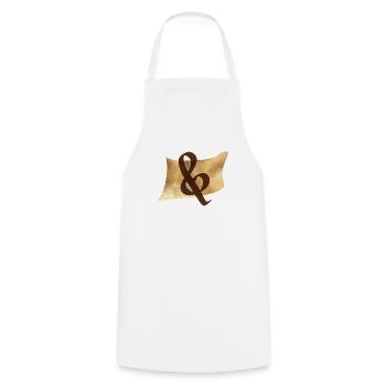 Éventet d’or sur parchemin - Tablier de cuisine - blanc - Devant - AI Model Male 185 dark (185cm)