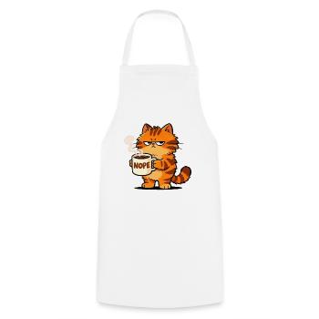 Mürrische Katze Kaffee Nope Spruch - Kochschürze - Weiß - Vorne - AI Model Male 185 dark (185cm)