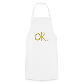 OK Glitter Handwriting Gold on Black - Cooking Apron - white - Front - AI Model Male 185 dark (185cm)
